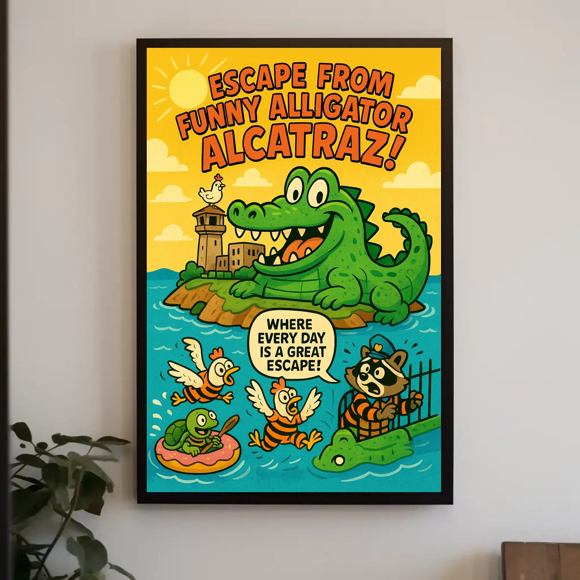Escape from Funny Alligator Alcatraz Poster PosterGoat