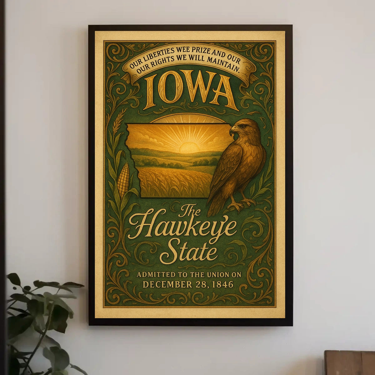 Iowa The Hawkeye State Poster