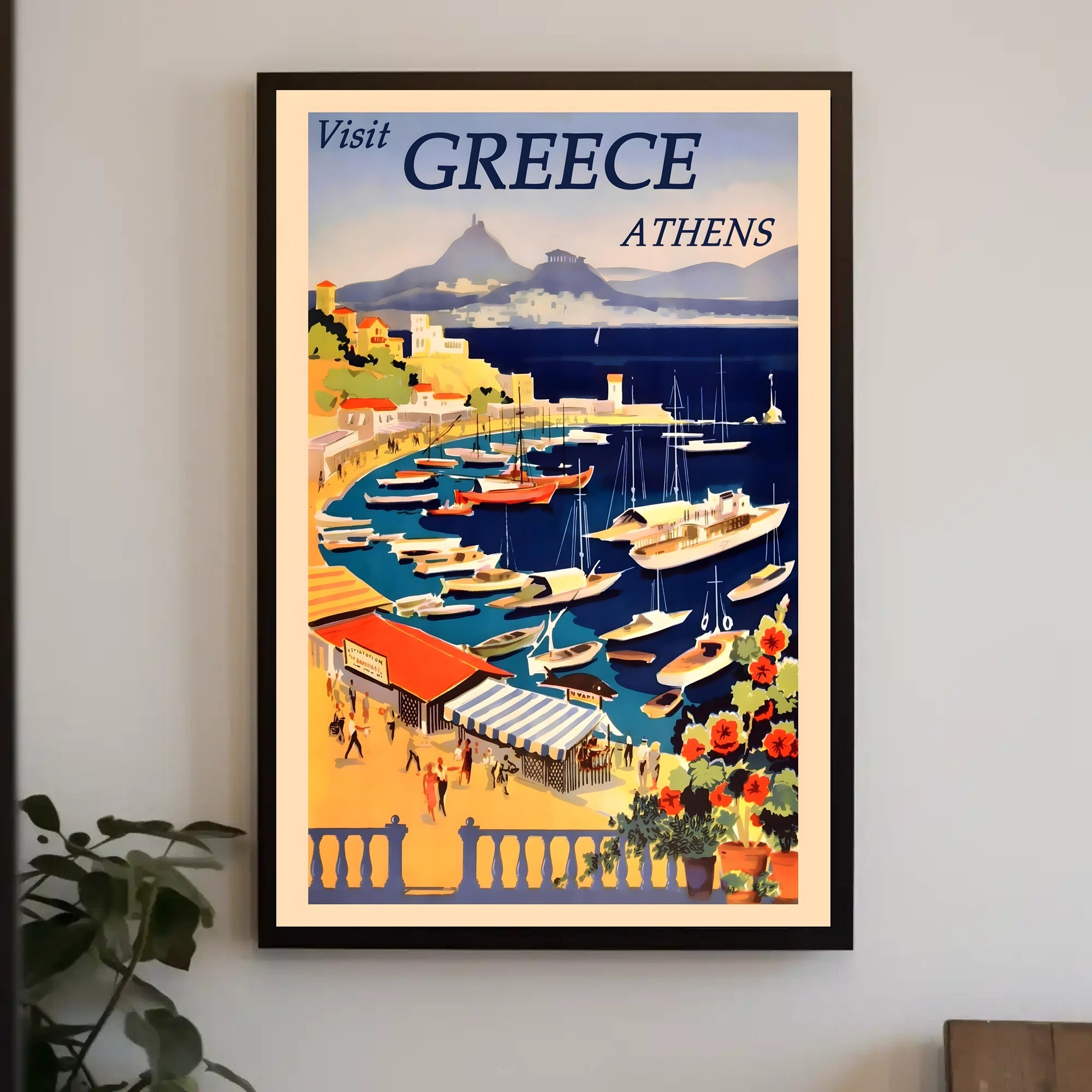 Visit Greece: Discover Athens Majestic Harbor Travel Poster