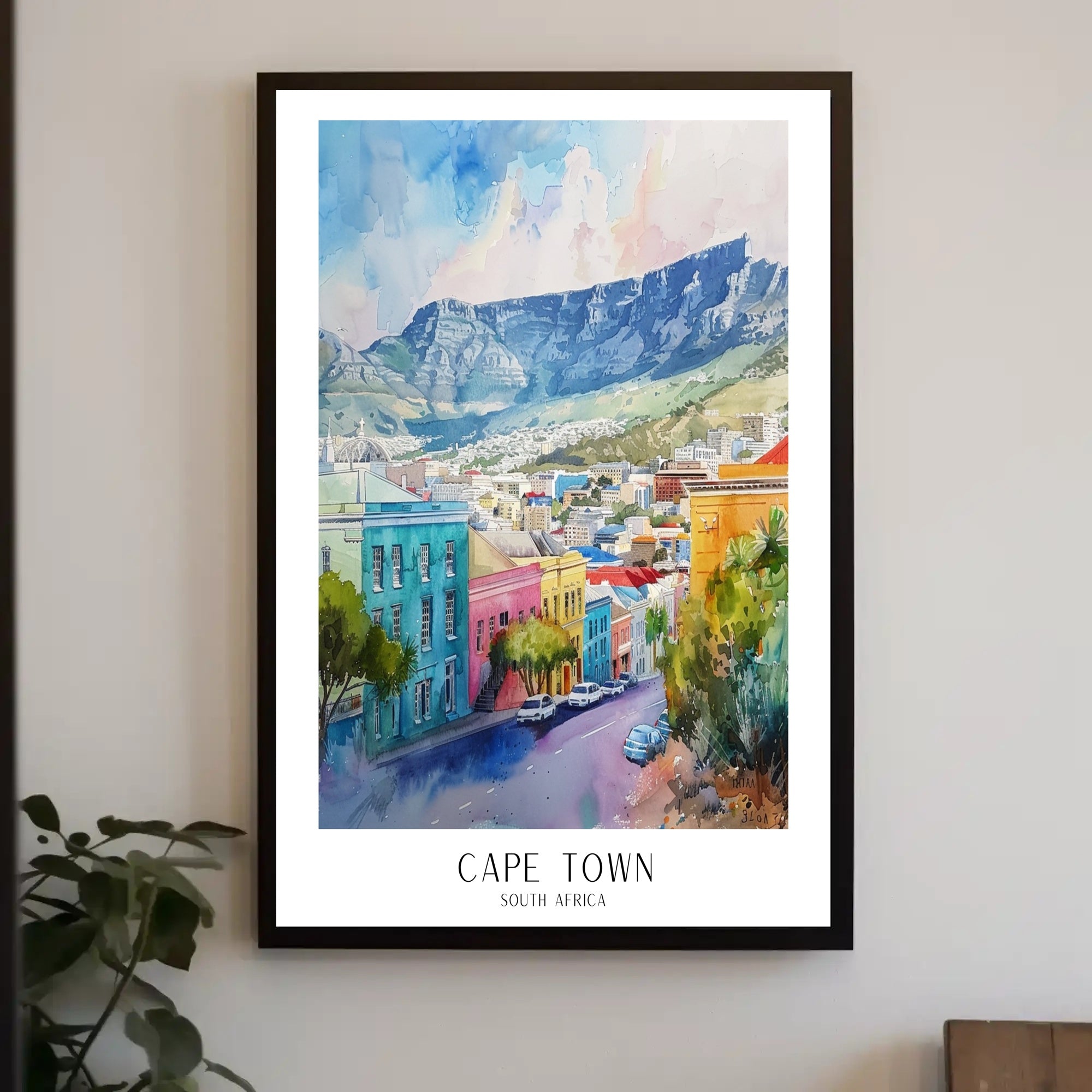 Cape Town Cityscape Watercolor Art Poster Urban or Cityscape Poster PosterGoat