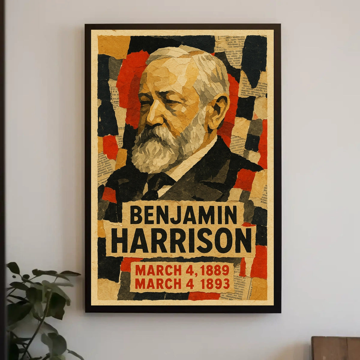 Benjamin Harrison 23rd President of the United States Layered paper Collage Poster