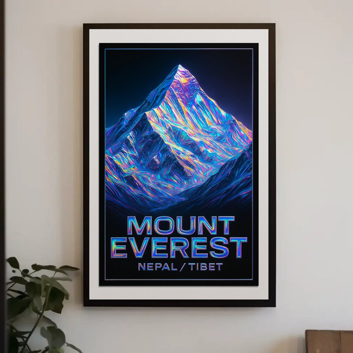 Mount Everest Neon Mountains Surreal Vaporwave Travel Art Adventure Lovers Poster