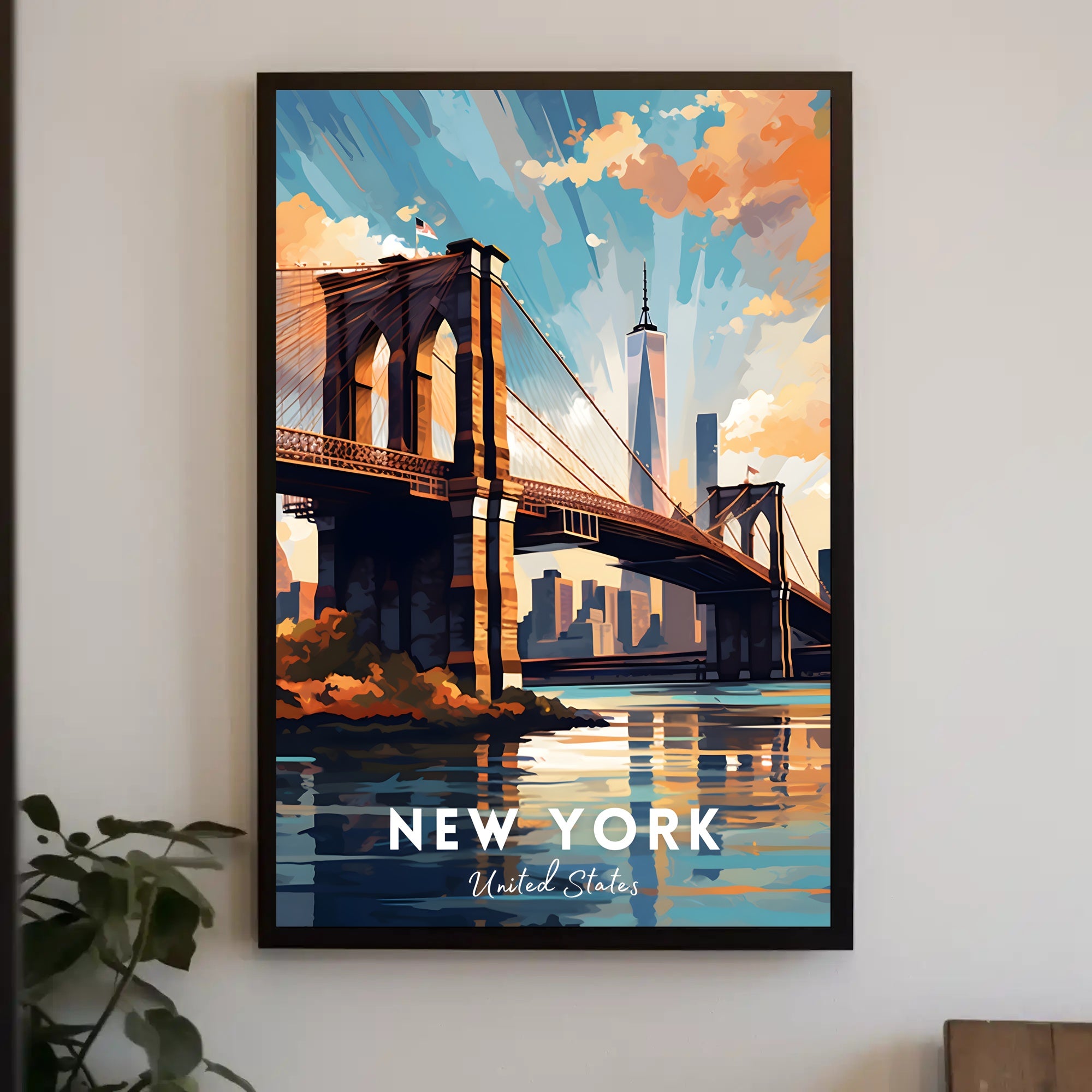 Brooklyn Bridge at Sunset Urban or Cityscape Poster