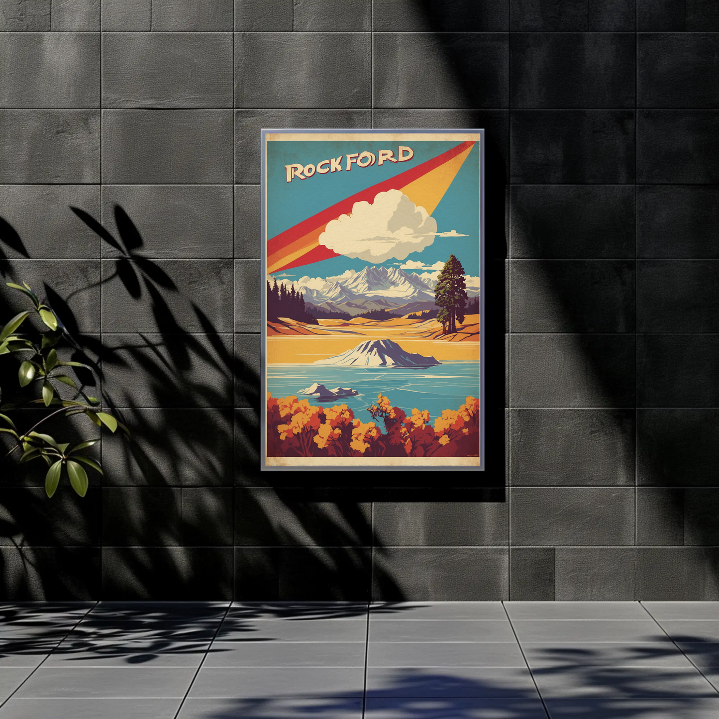 Rockford Illinois Vintage Travel Poster Artwork