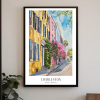 Charming Watercolor Charleston Street Scene Travel Poster PosterGoat