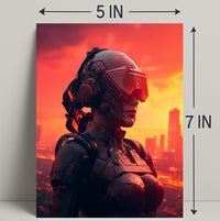 Cybernetic Sentinel At Sunset Poster PosterGoat