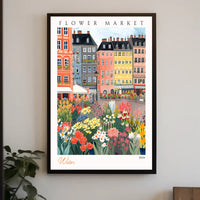 Vibrant Flower Market in Wien Poster PosterGoat
