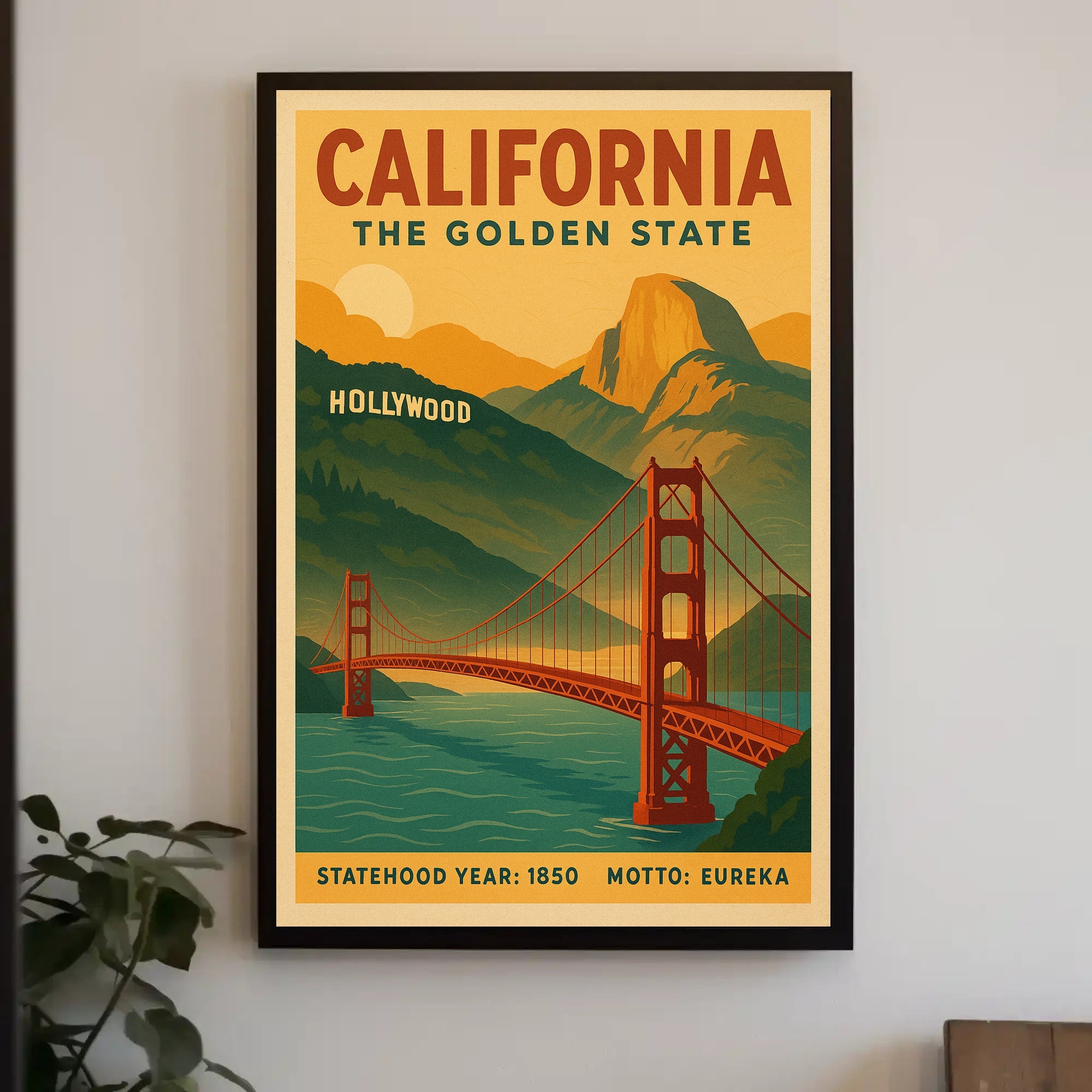 California Golden State Vintage Travel Poster