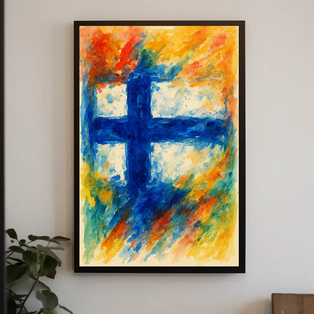 Abstract Finnish Flag Abstract Poster