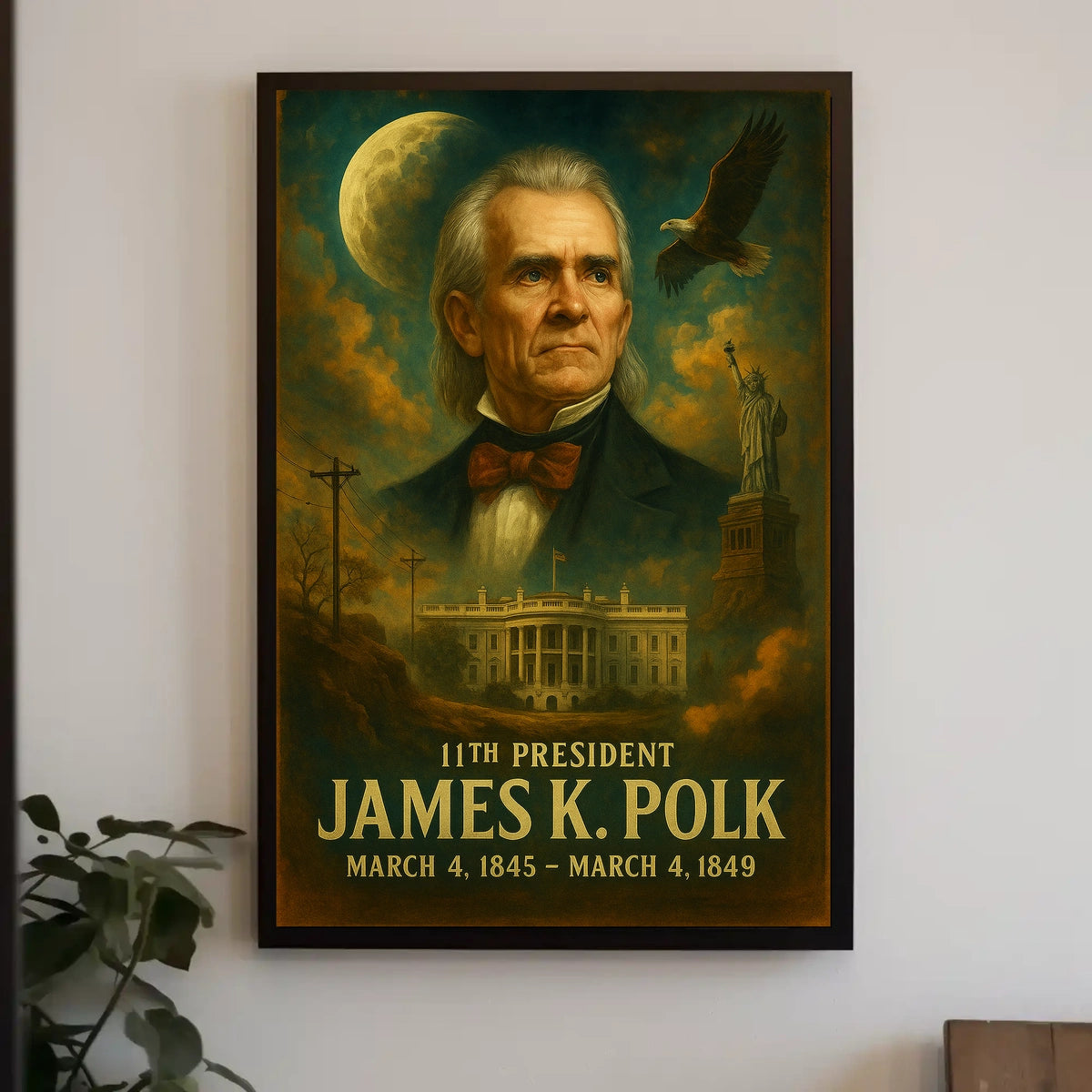 James K Polk Eleventh President Neoclassical Realism Vintage History Lovers Iconic Poster