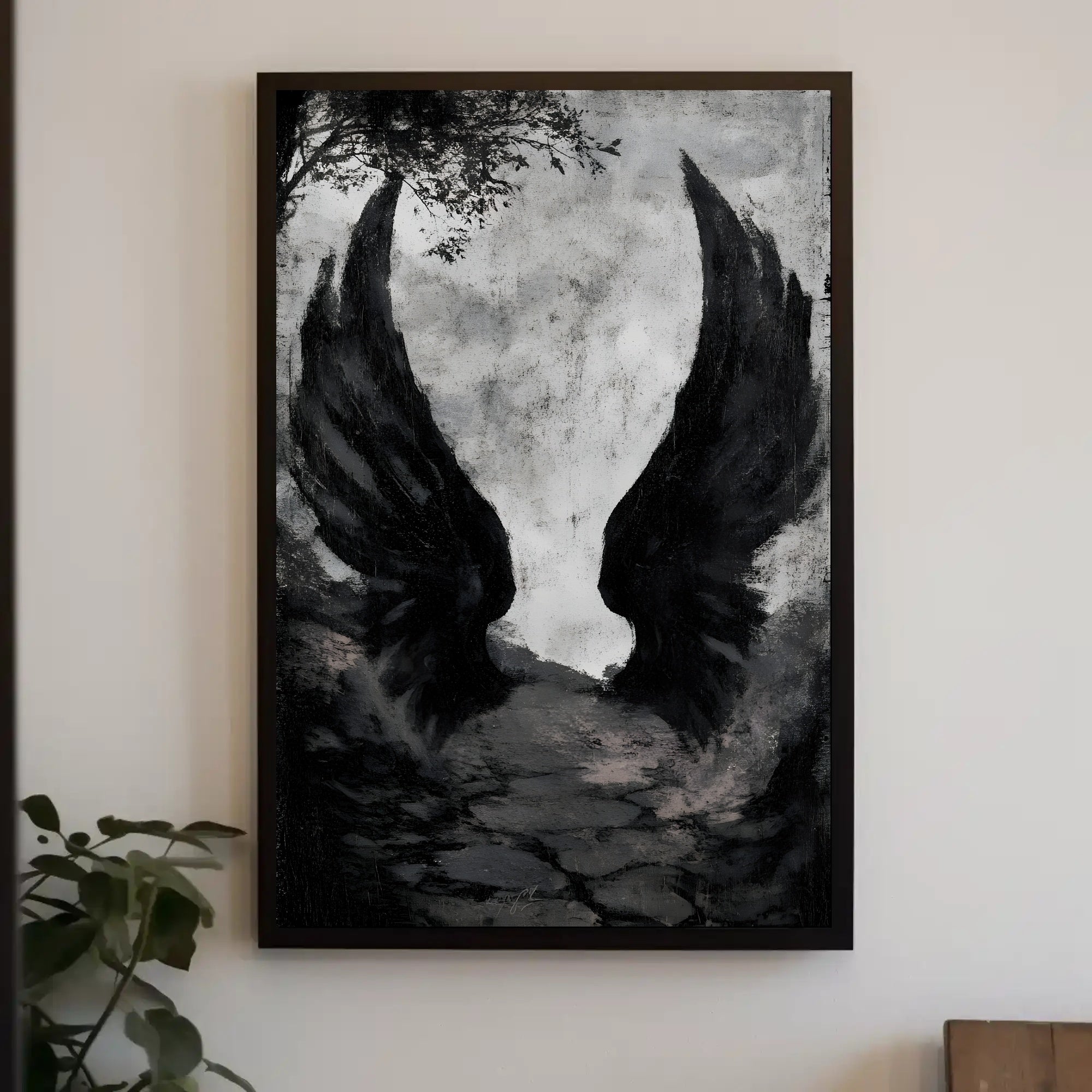Dark Fantasy Wings Mysterious Scene Poster Fantasy or Mythology Poster PosterGoat