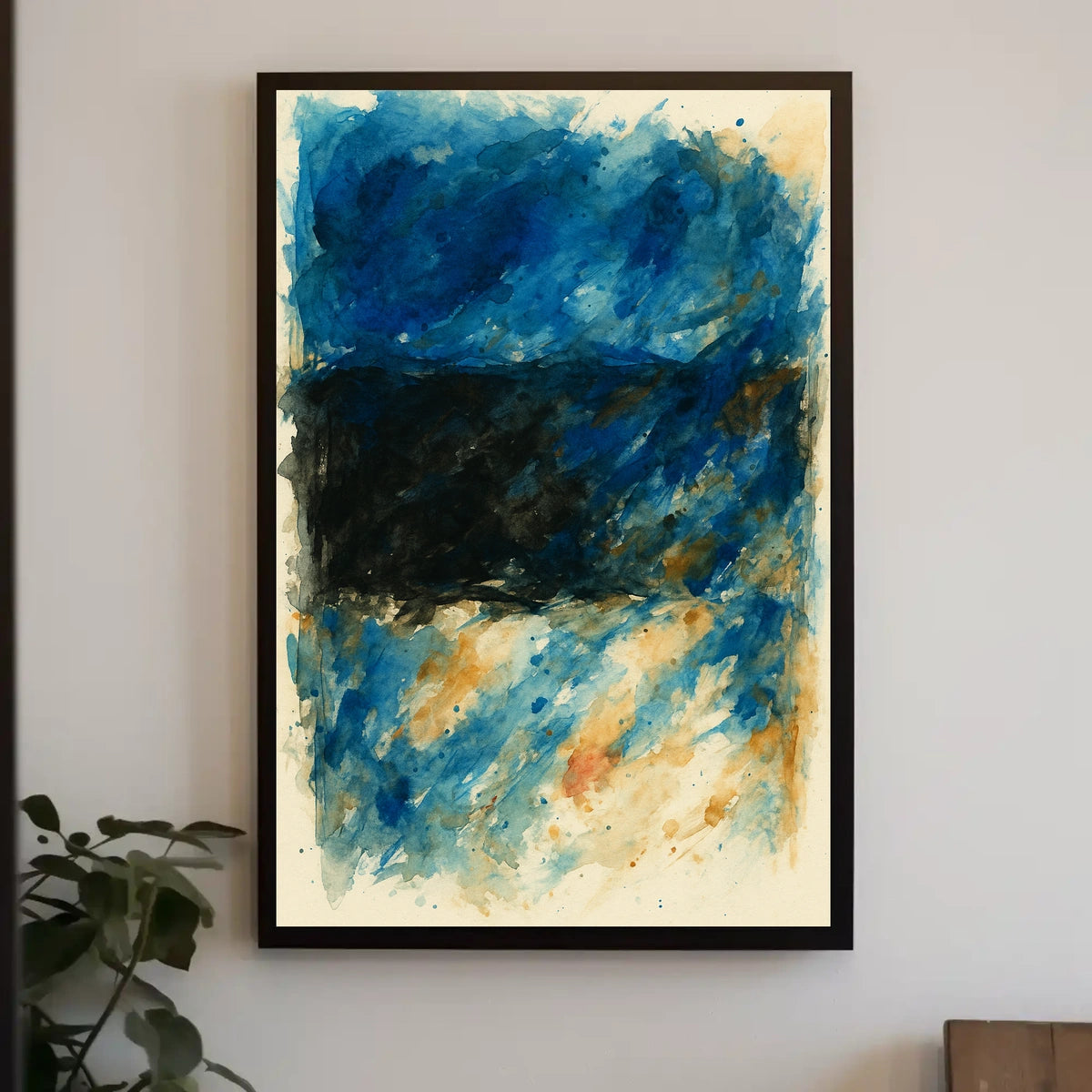 Abstract Blue And Black Composition Poster