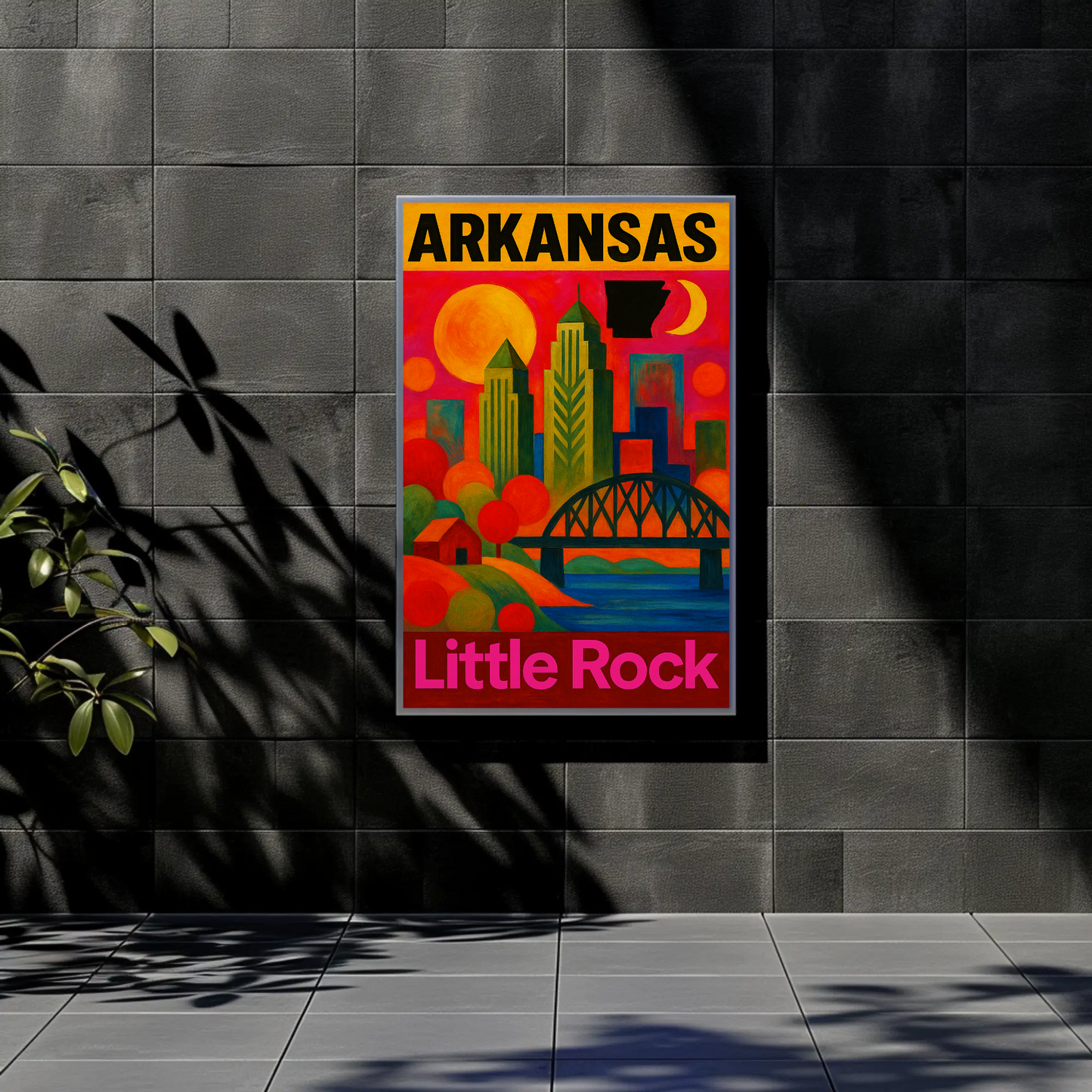 Arkansas Little Rock Skyline Vintage Travel Poster Art
