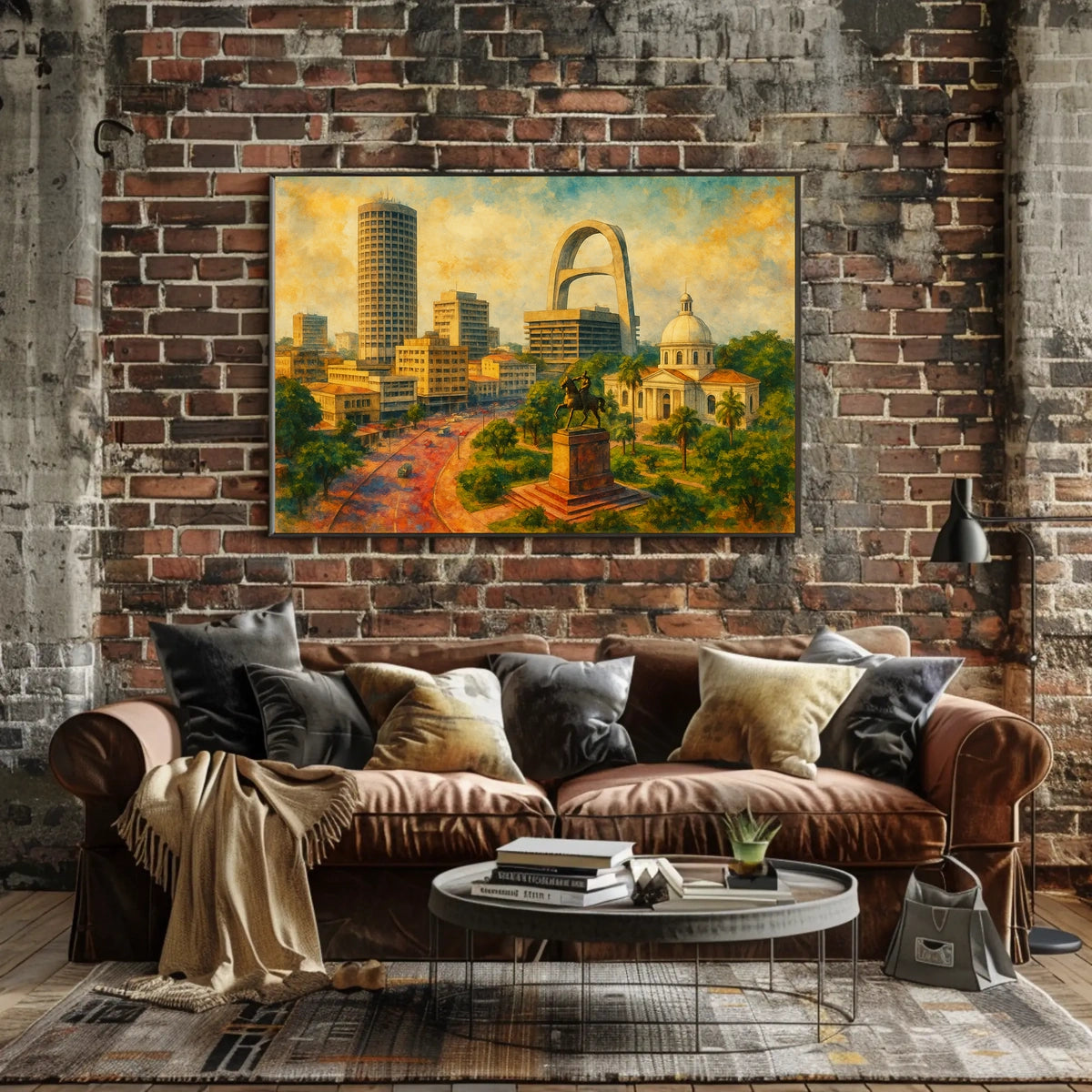 Urban Landscape with Monument Poster