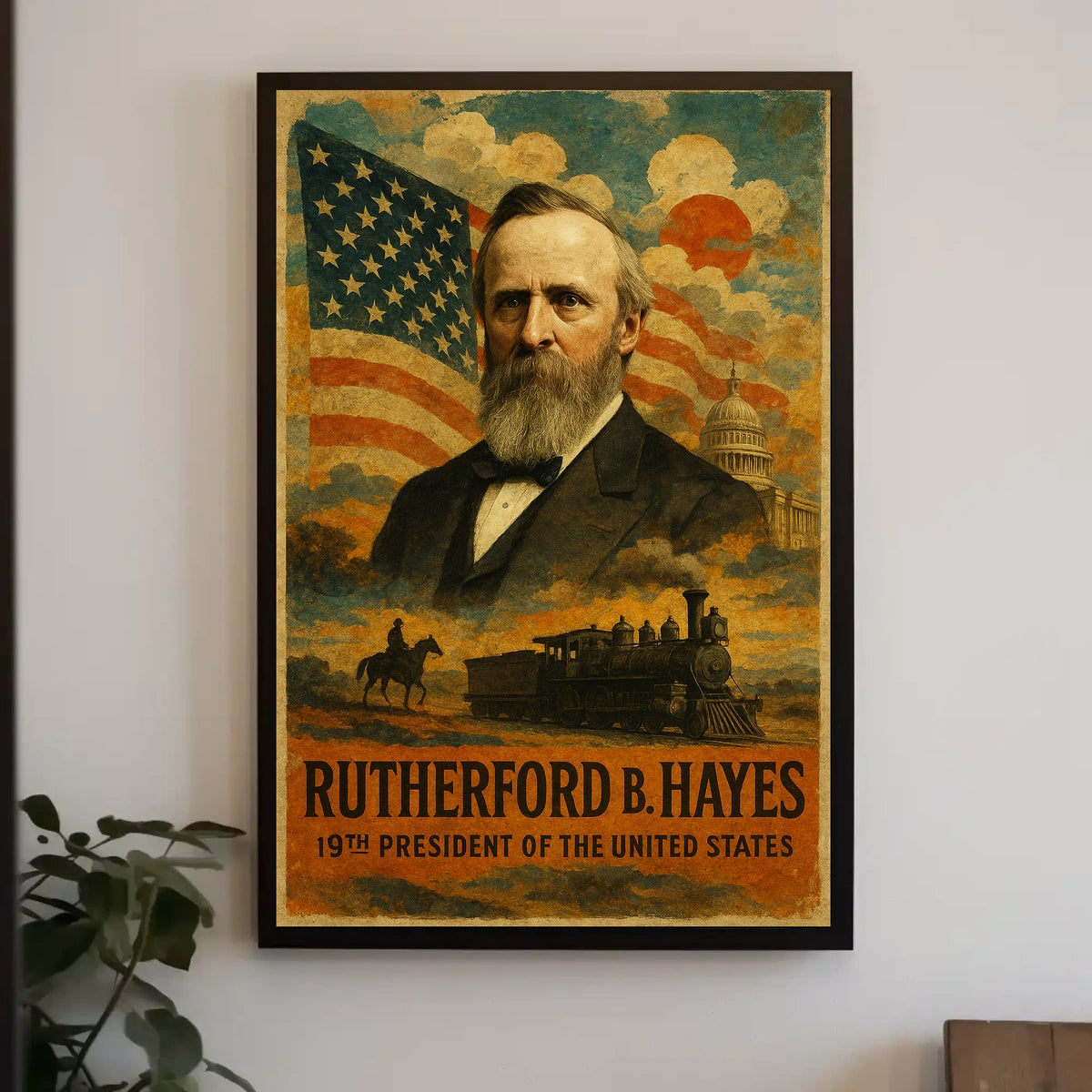 Rutherford B. Hayes 19th President of the United States Layered Digital Collage Poster