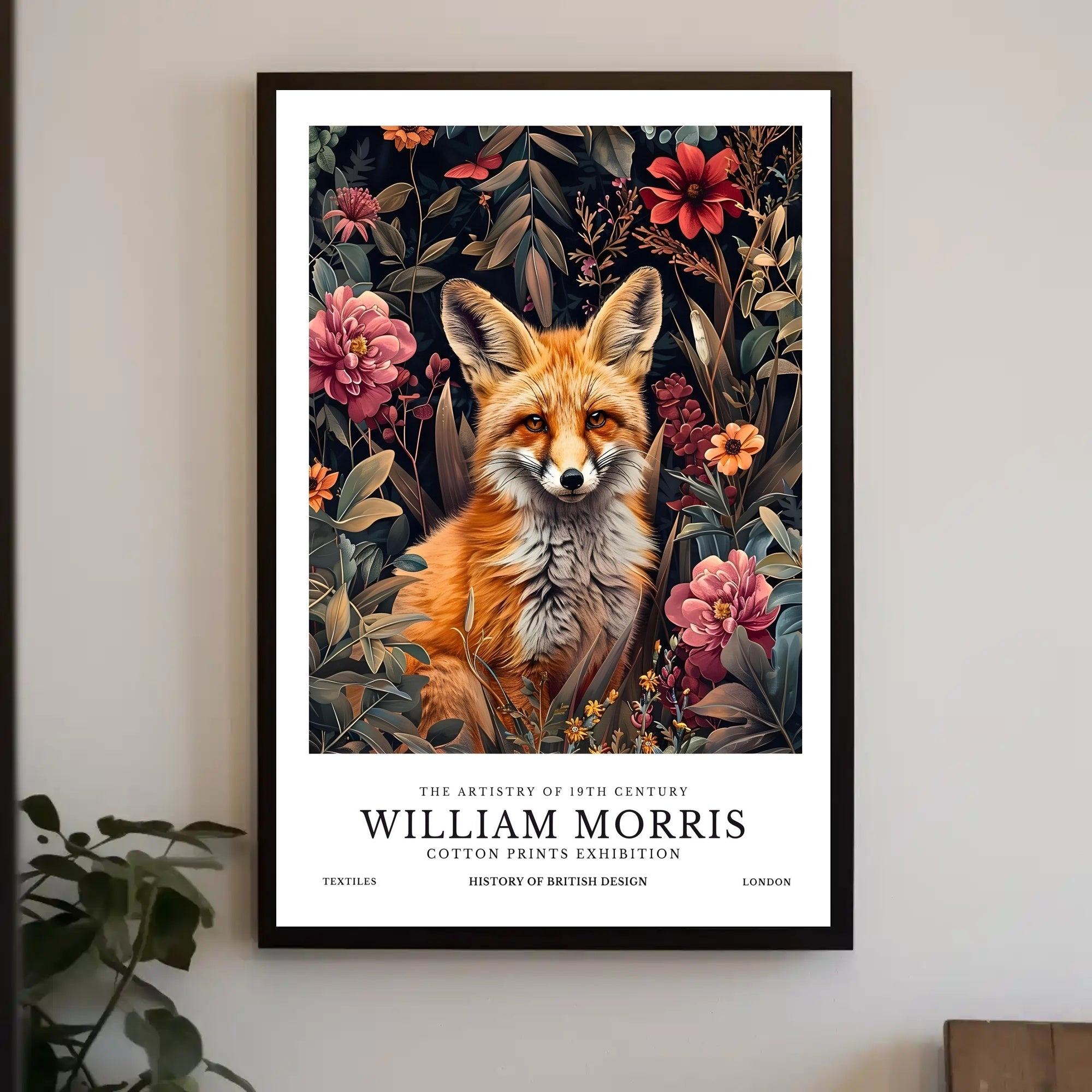 Fox in Floral Elegance: Cultural or Heritage Poster