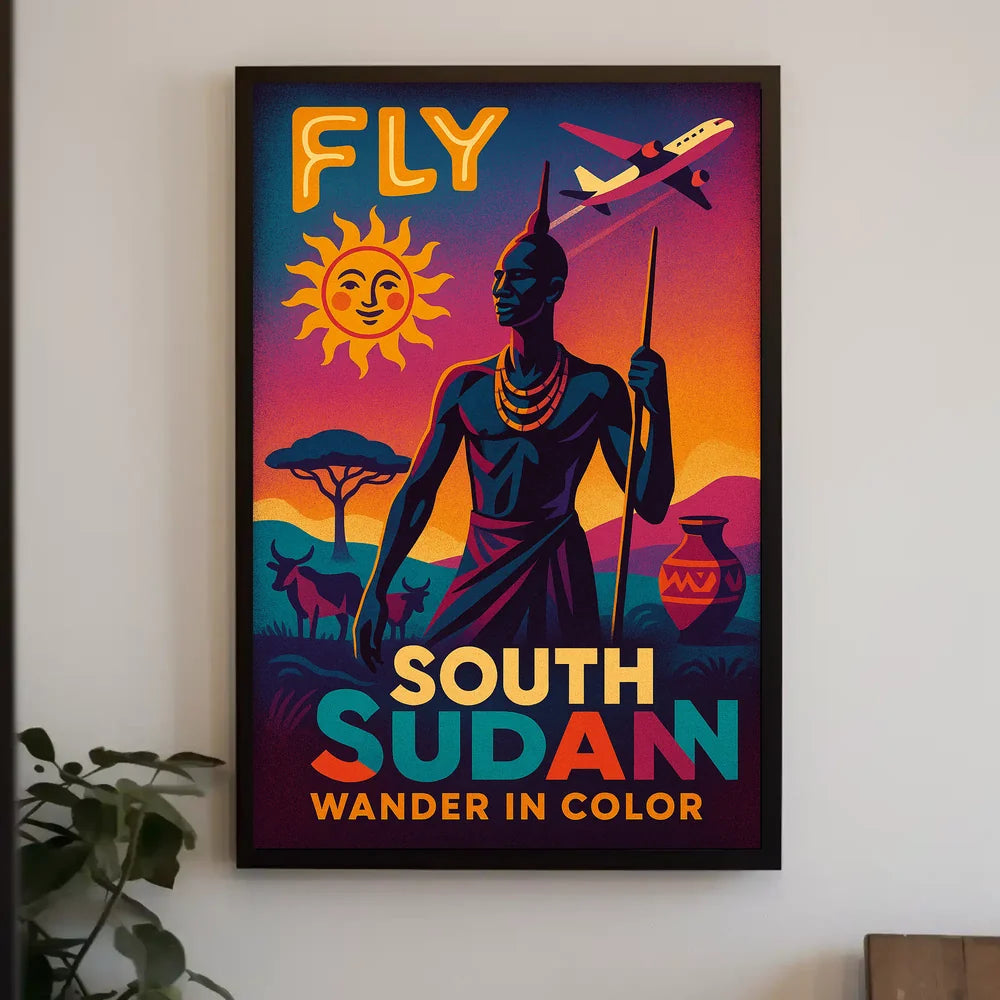 South Sudan Vibrant Travel Advertisement, Vintage-Modern Travel Poster PosterGoat