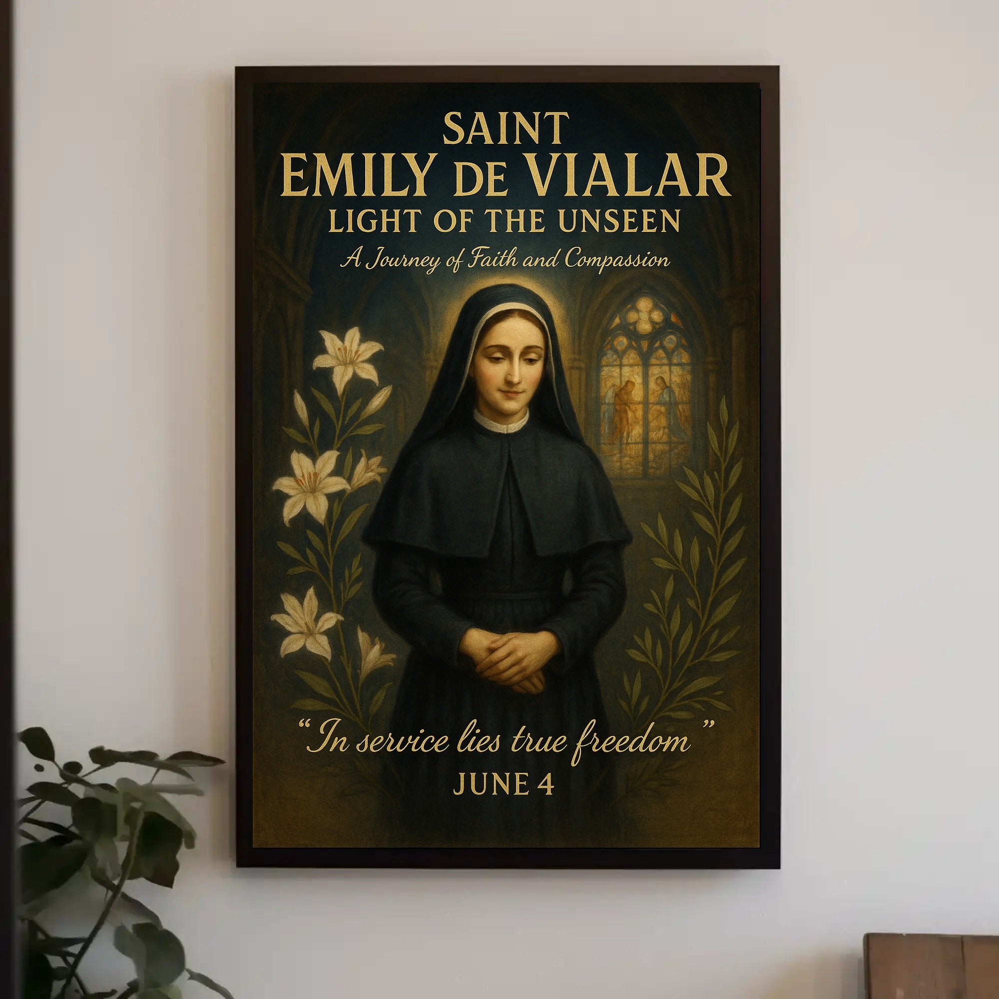 Saint Emily de Vialar Vintage Religious Artwork Poster