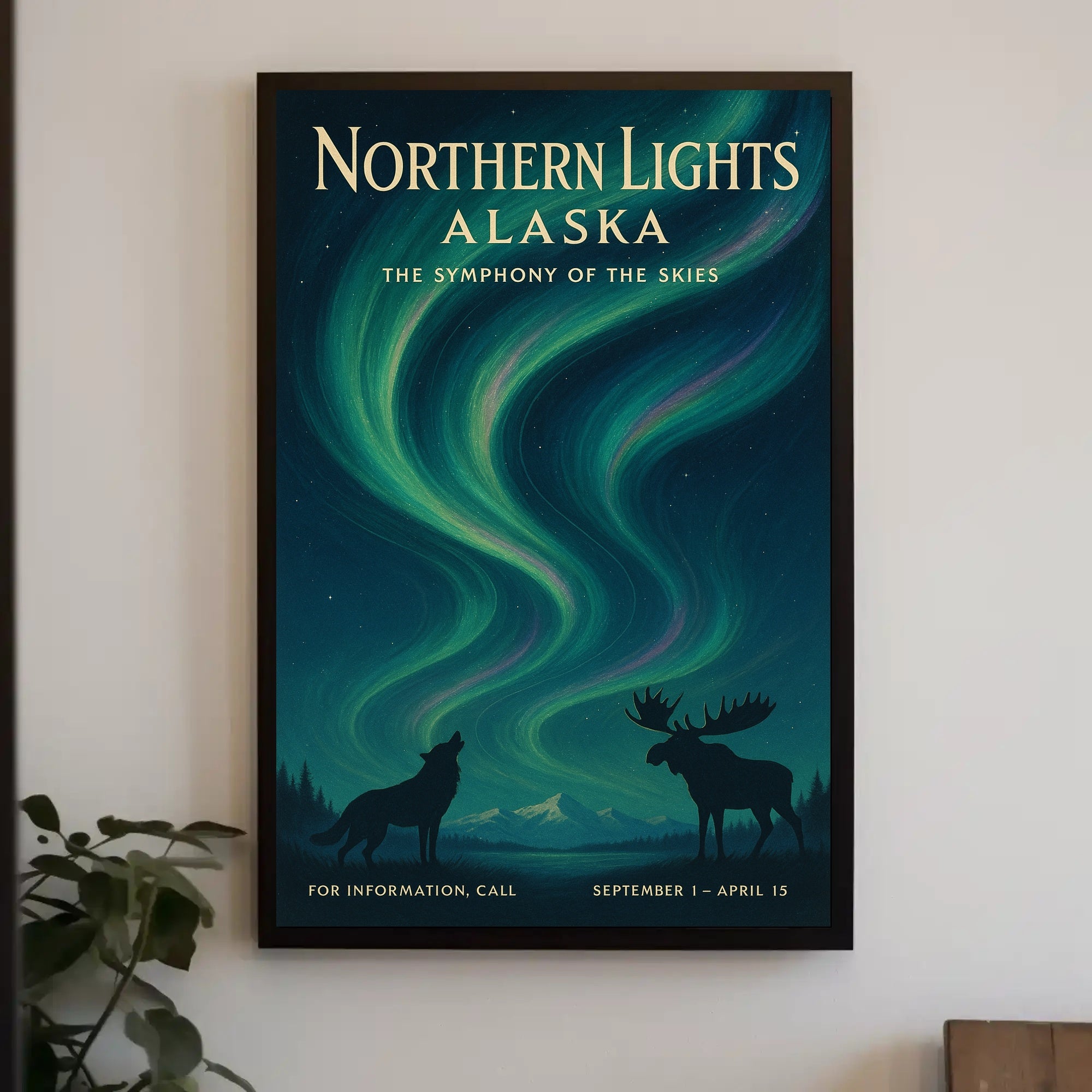 Northern Lights Symphony, Vintage Travel Poster