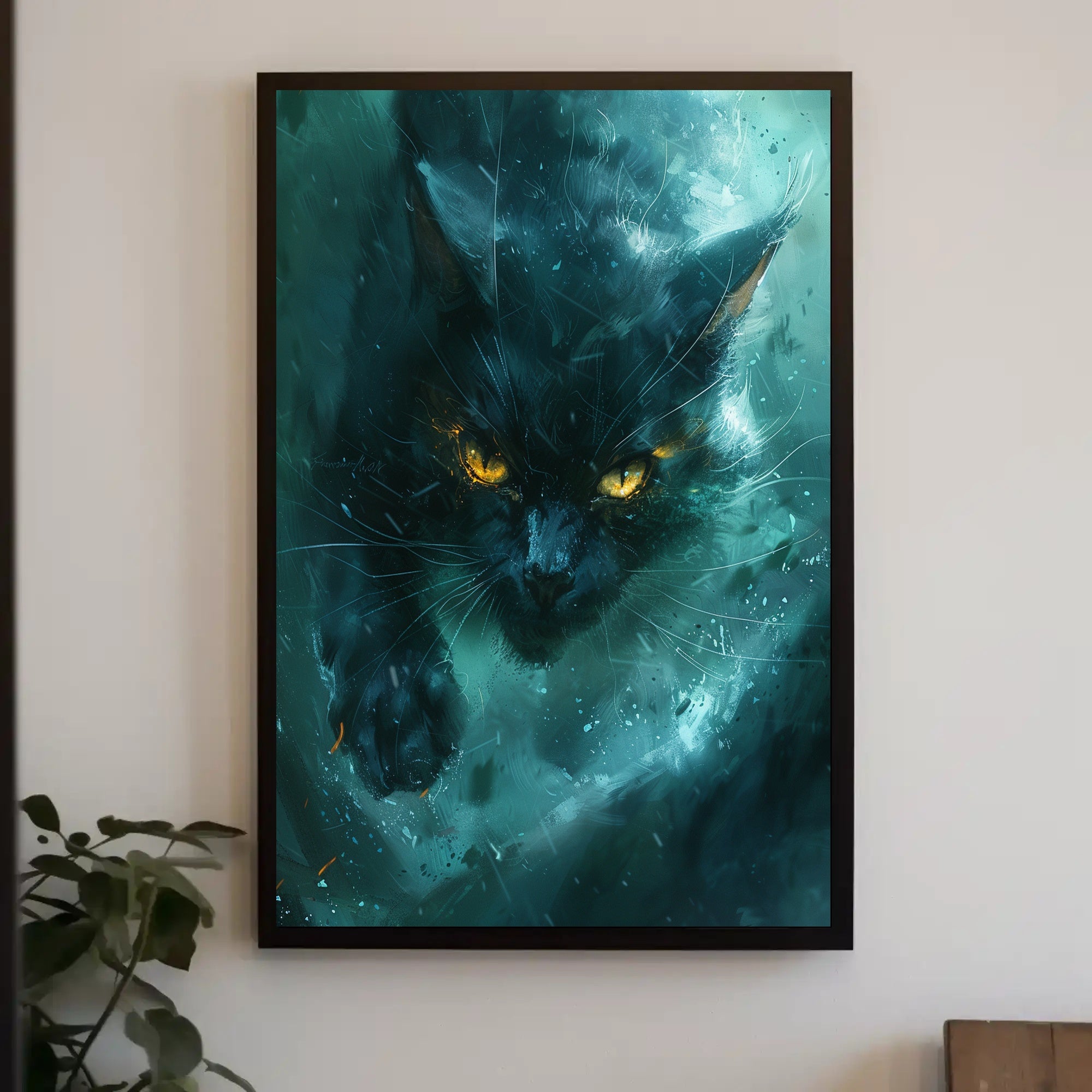 Mystical Black Cat Art Print Poster for Home Decor PosterGoat