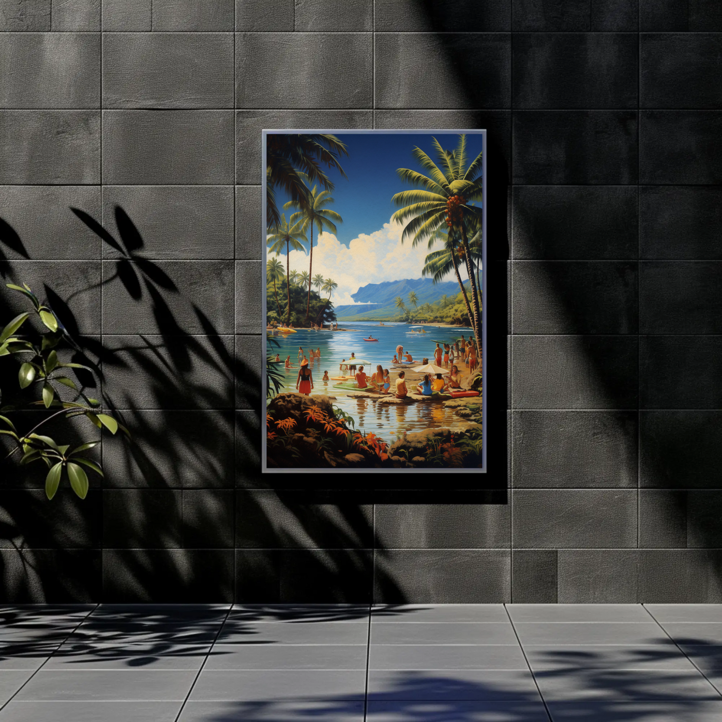 Tropical Lagoon Beach Paradise Vintage Travel Poster
