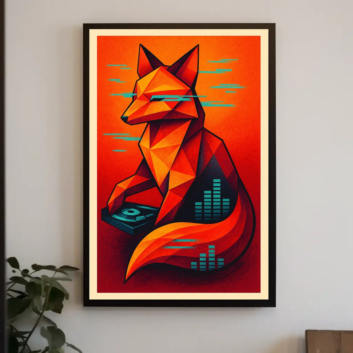 Geometric Fox With Digital Vibes Poster