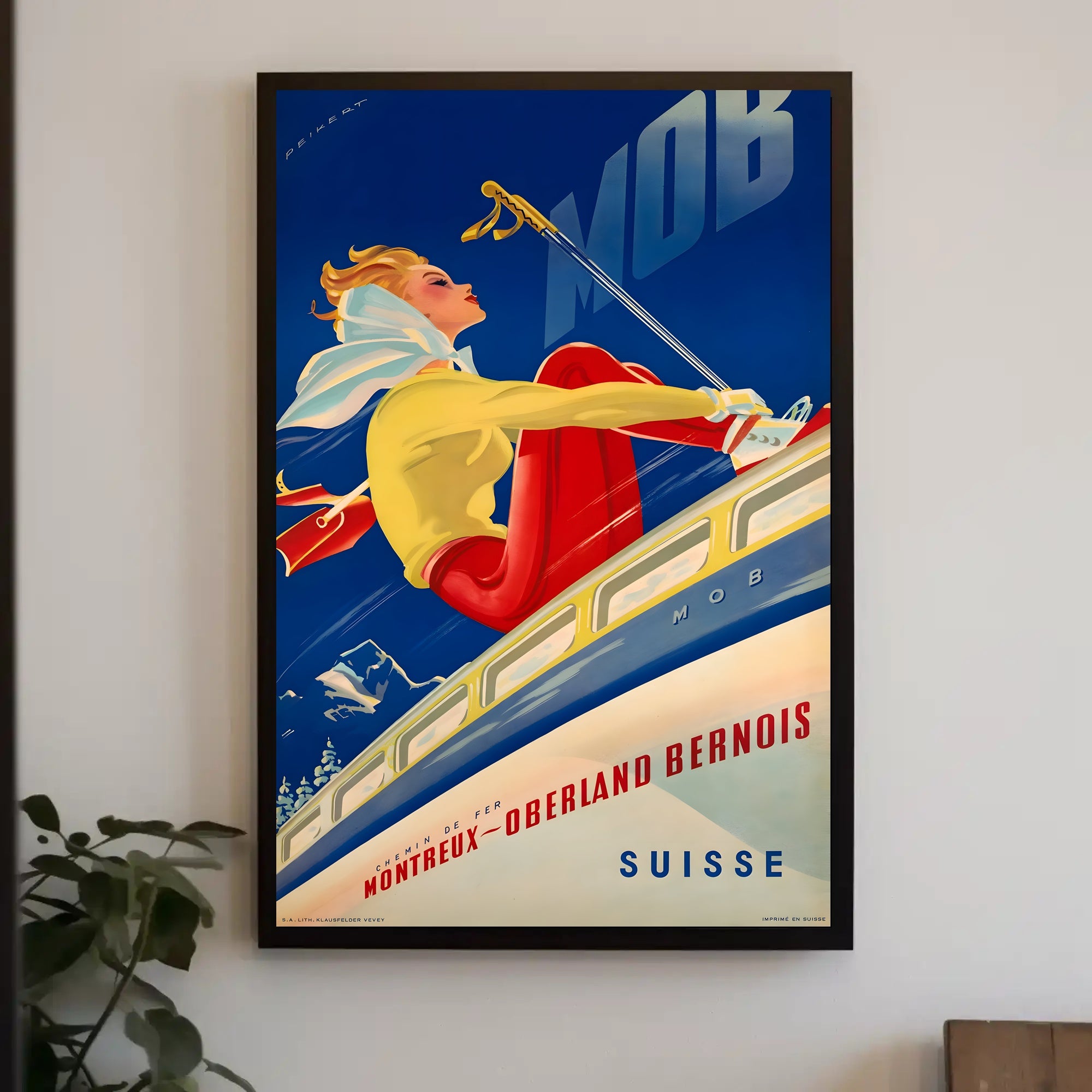 Swiss Adventure Vintage Travel Poster, Montreux Railway Scene PosterGoat