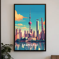 Shanghai Skyline Illustration Poster