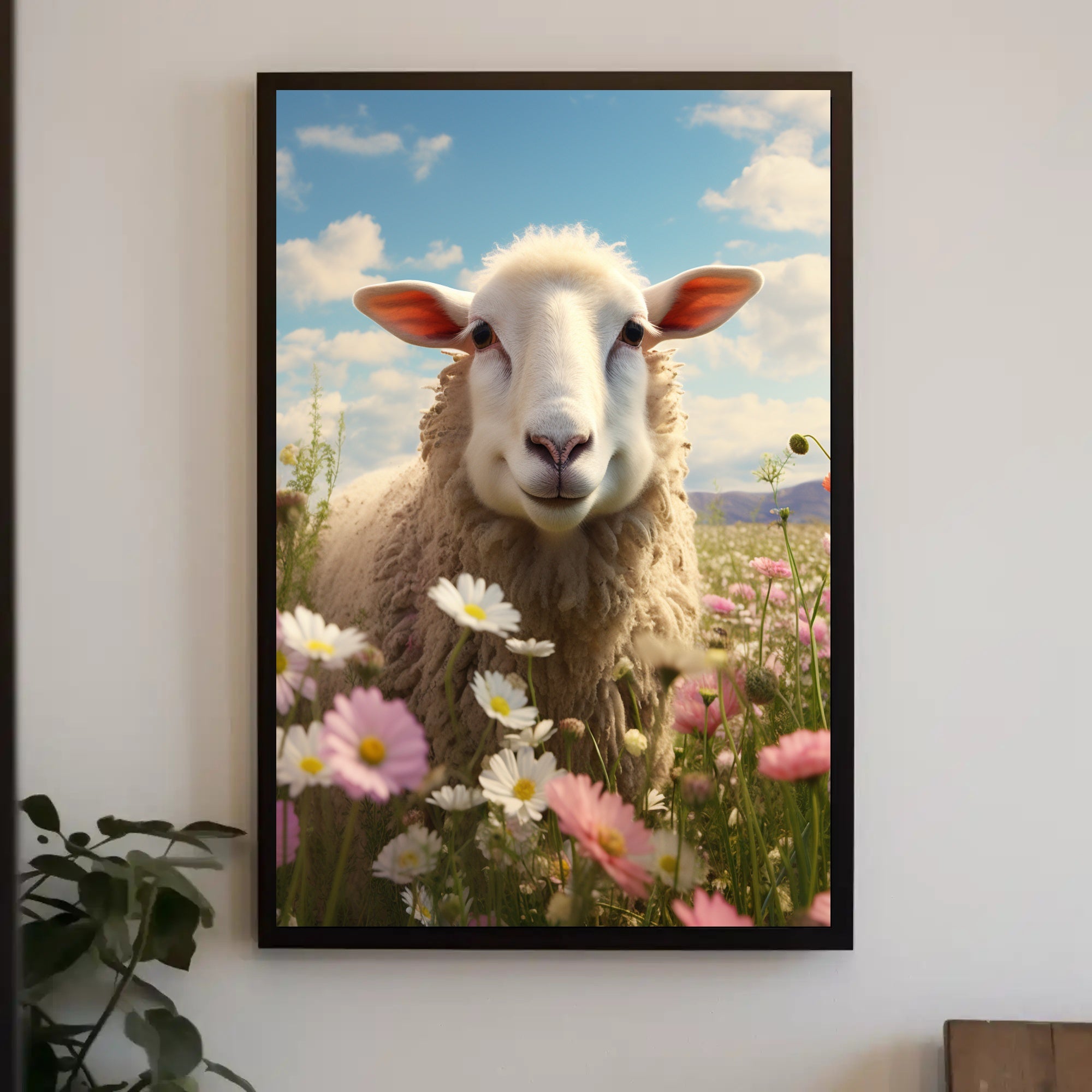 Serene Sheep In Bloom Poster PosterGoat