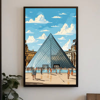 Louvre Pyramid Paris Art Poster: Modern & Vibrant