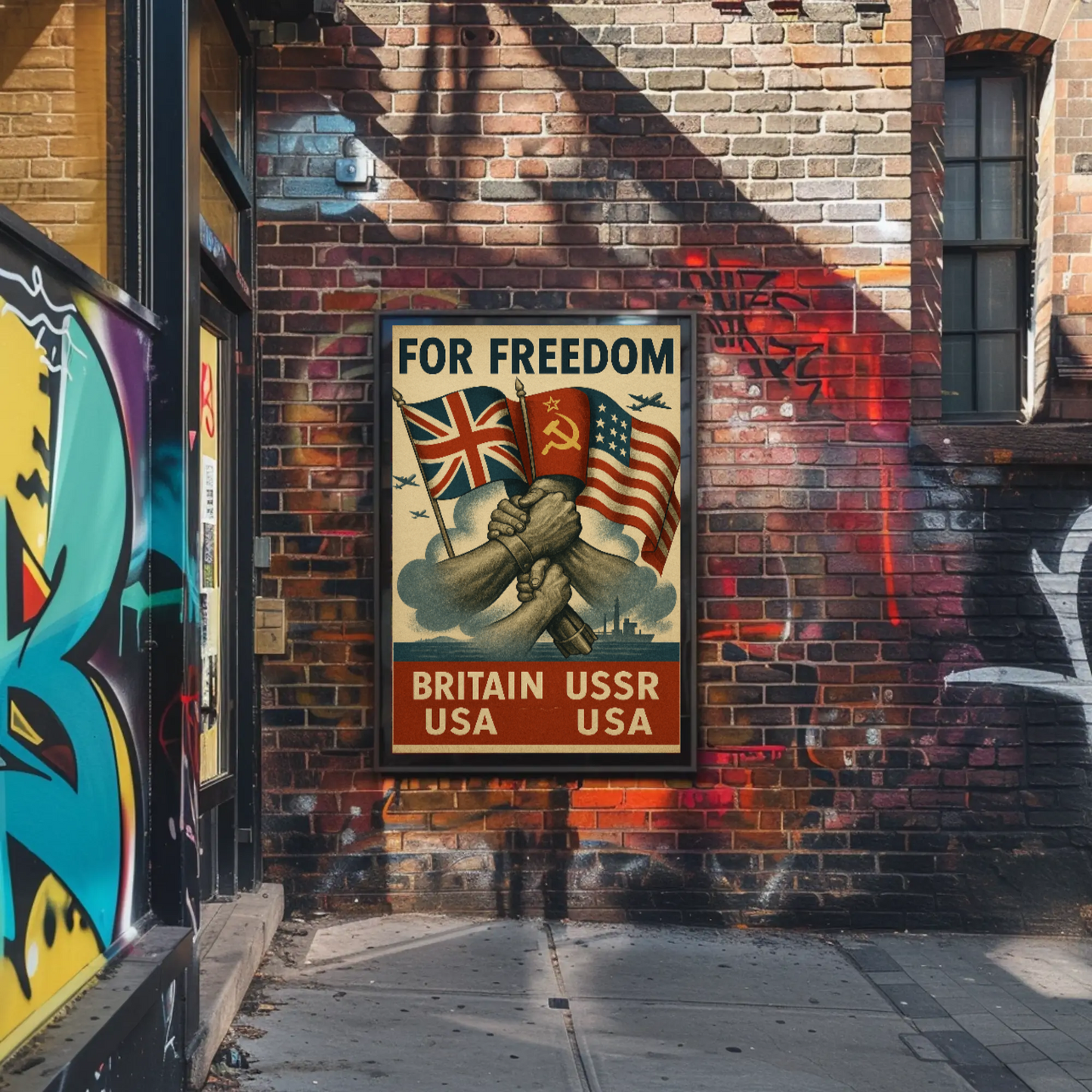 Allied Unity for Freedom WWII Propaganda Poster