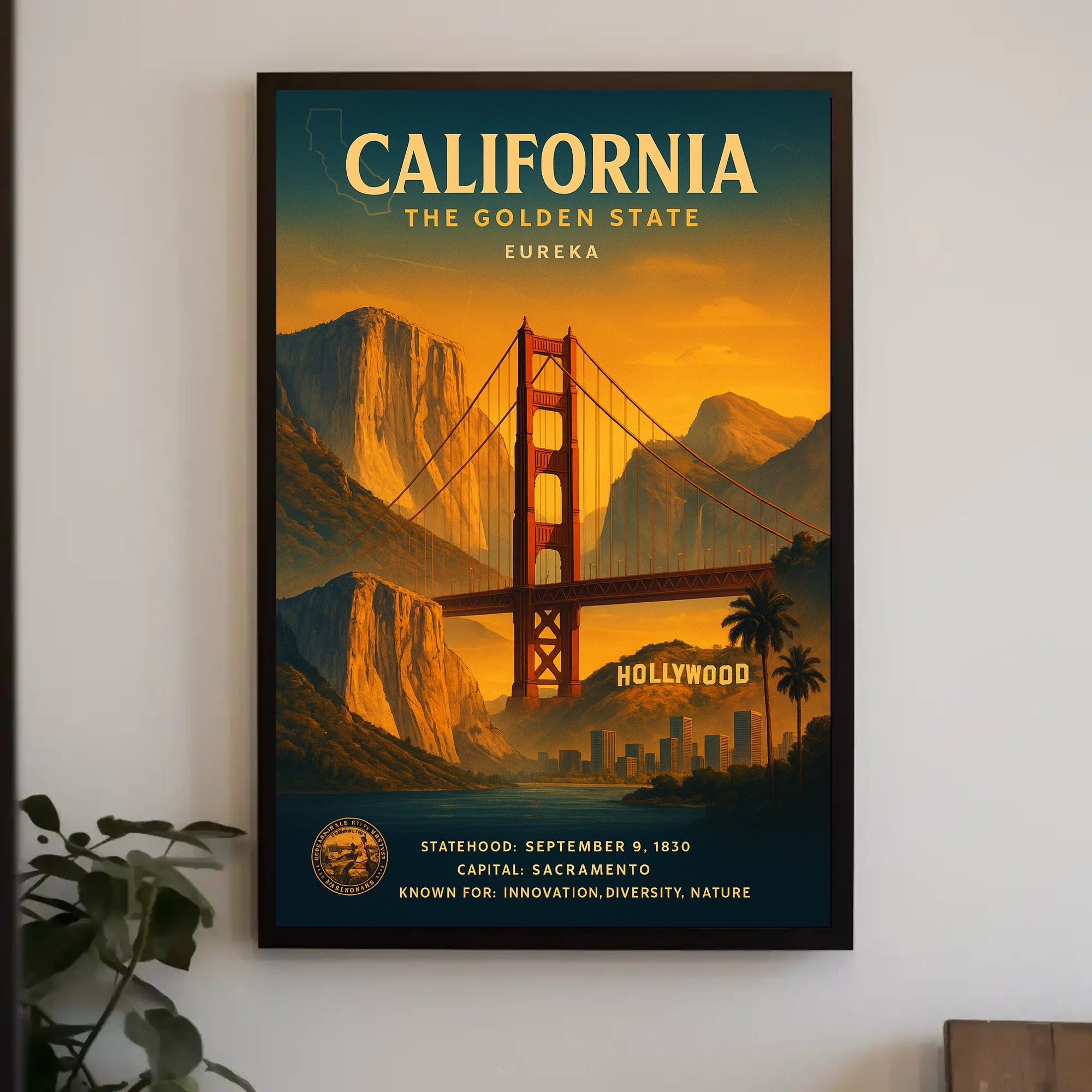 California The Golden State Vintage Poster PosterGoat