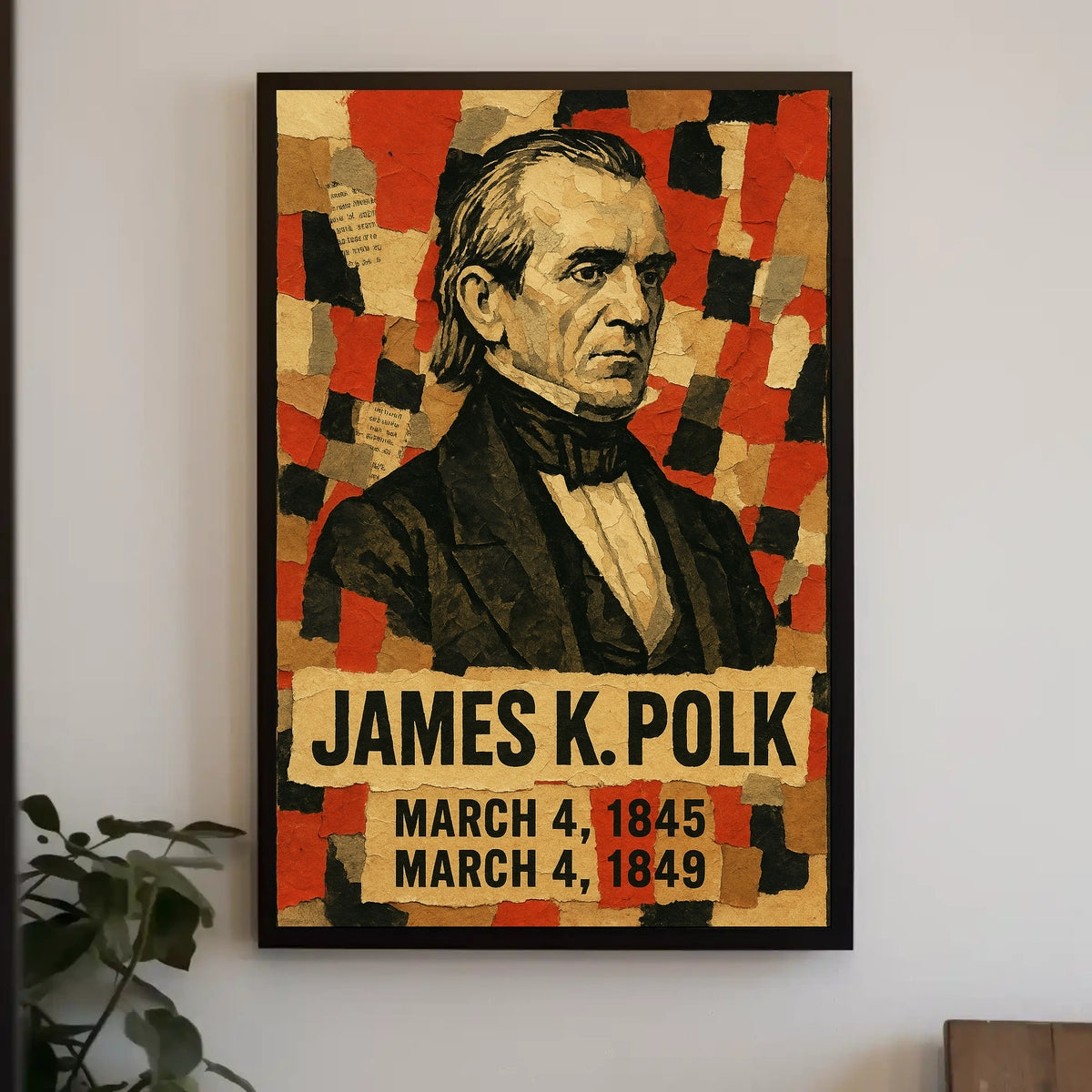James K. Polk 11th President of the United States Layered paper Collage Poster