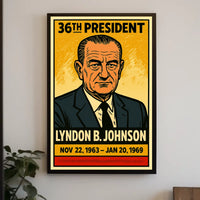 Lyndon B. Johnson 36th President of the United States Inked Comic Style Poster