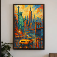 New York City Icons Landmarks Poster Abstract Wall Art