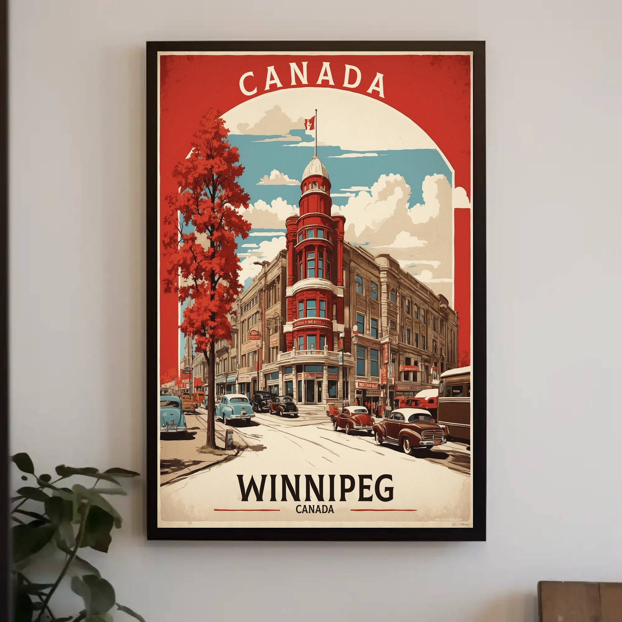 Vintage Winnipeg Landmark with Classic Cars Urban or Cityscape Poster