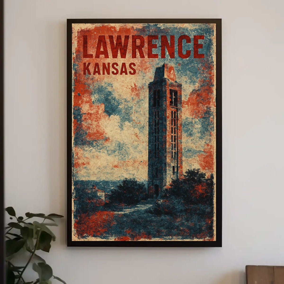 Lawrence Kansas Iconic Tower Travel Photography Poster