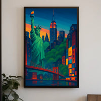 Statue Of Liberty New York Cityscape Poster Modern Wall Art