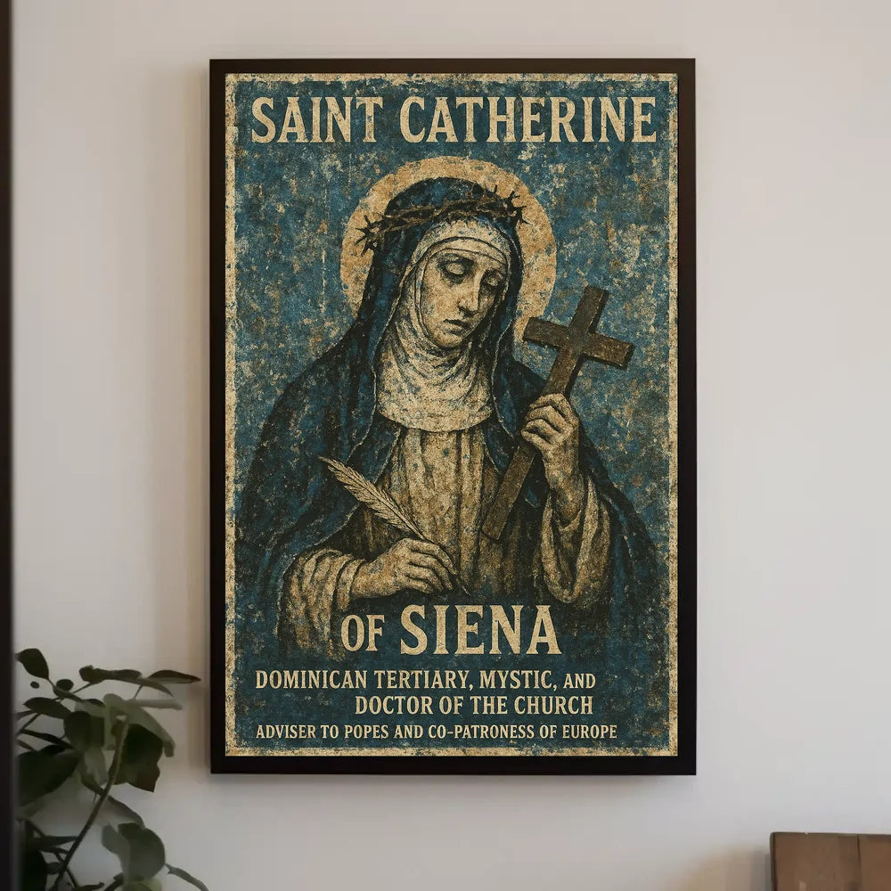 Saint Catherine of Siena Heritage Religious Art Poster