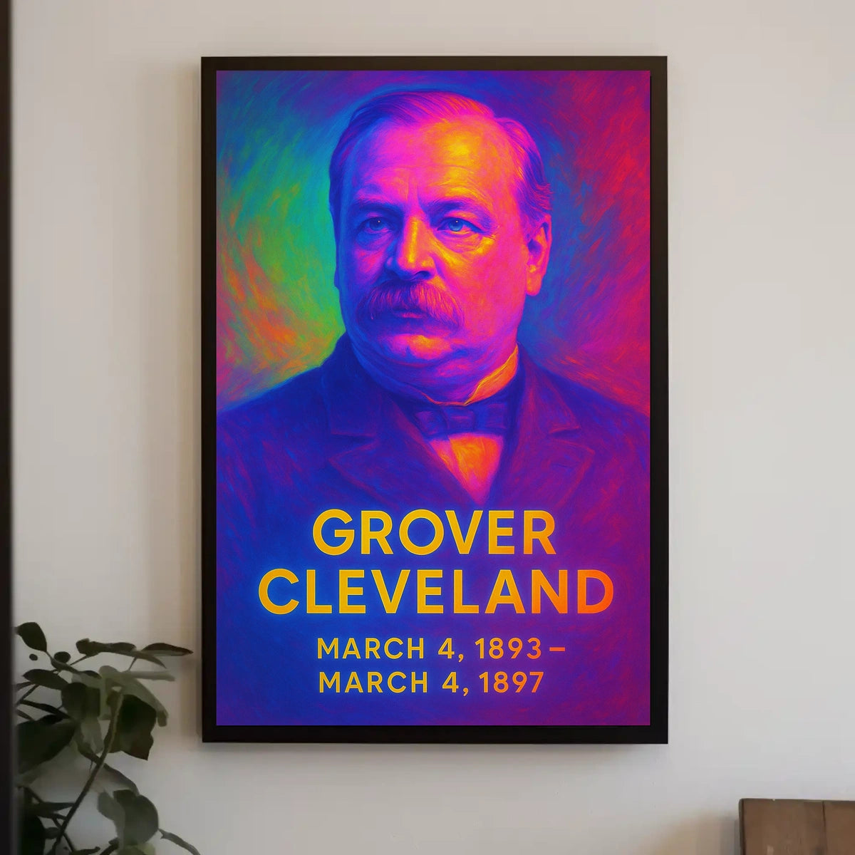 Grover Cleveland 24th President of the United States Neon Gradient Overlay Poster
