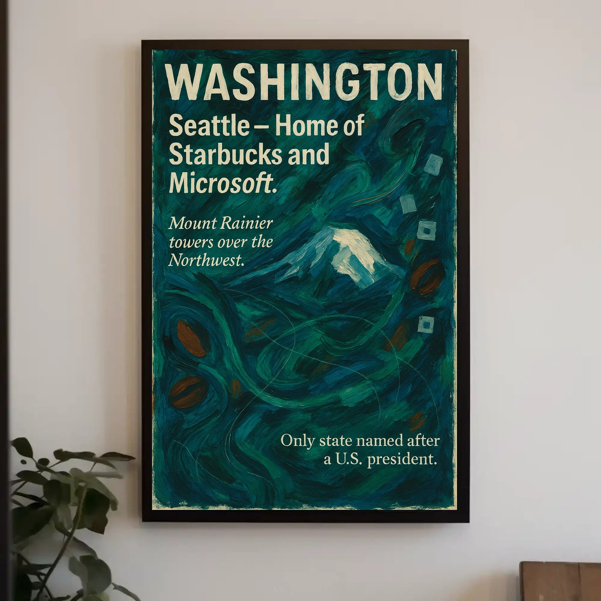 Washington Landmarks Modern Travel Poster