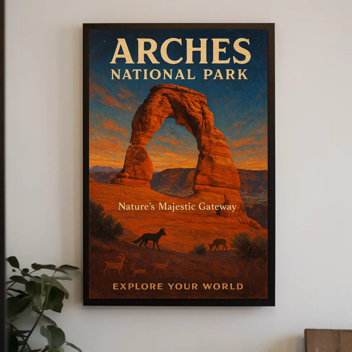 Arches National Park Sunset Vintage National Park Poster