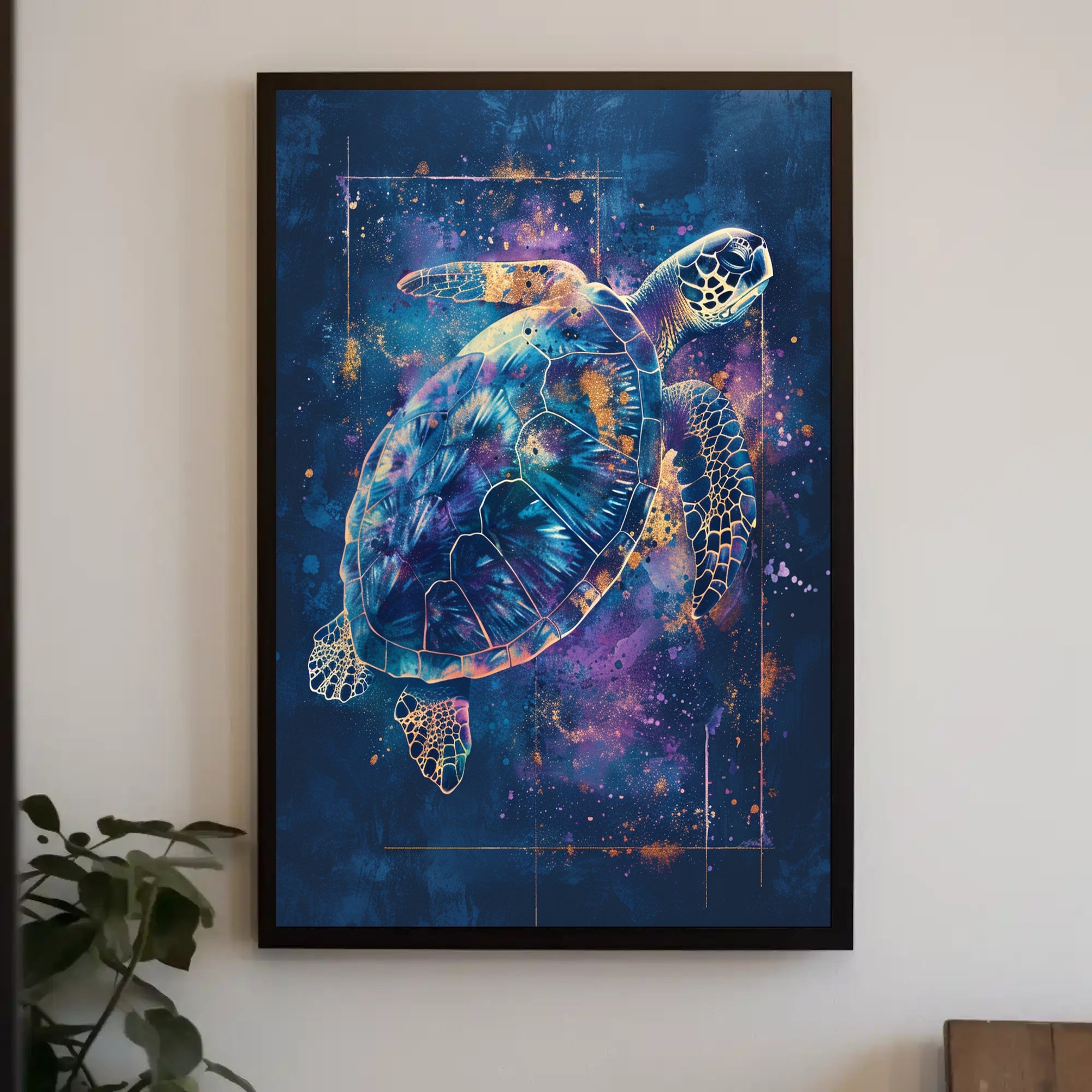 Cosmic Sea Turtle Art Print Poster Decor PosterGoat