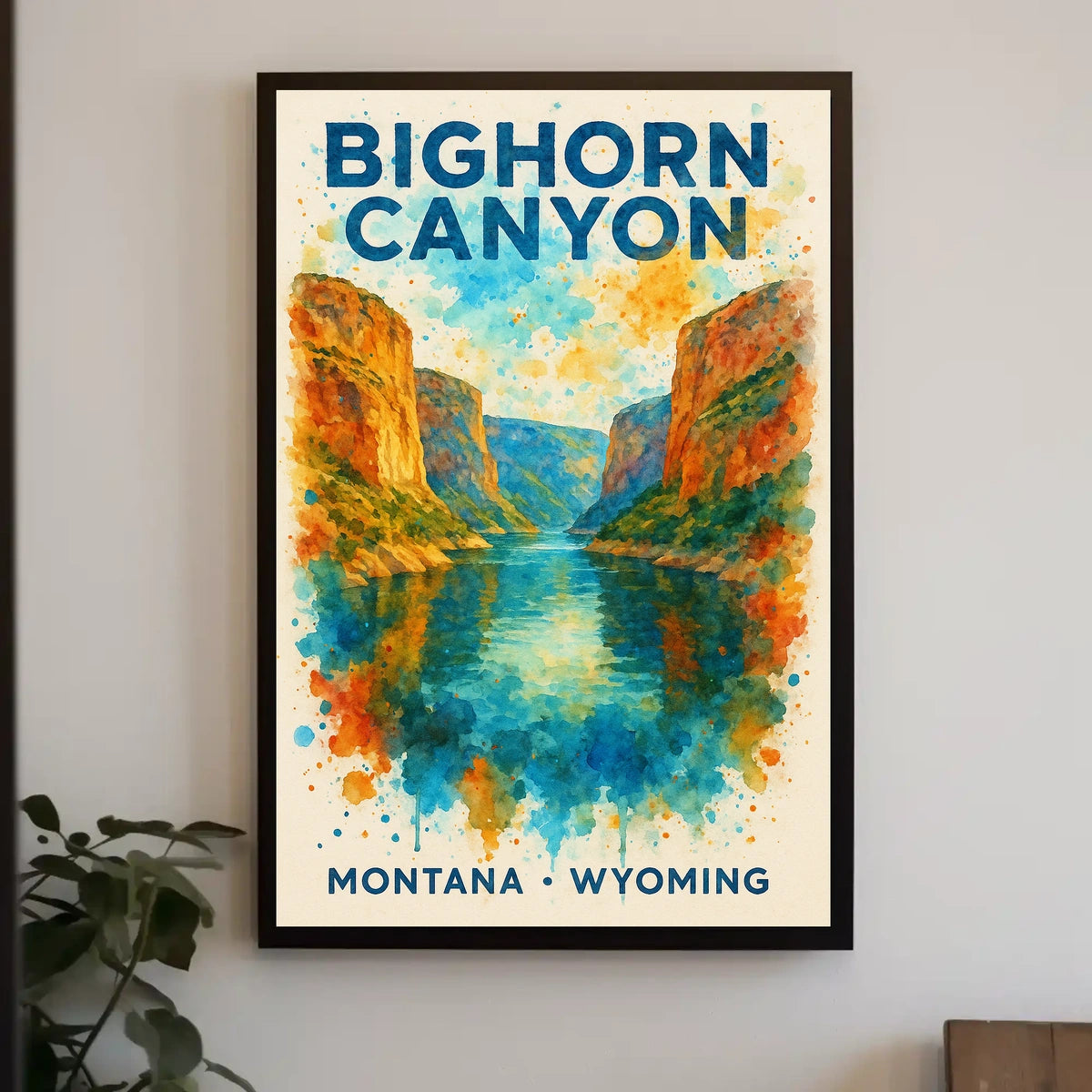 Bighorn Canyon Watercolor Art Poster: Adventure Awaits