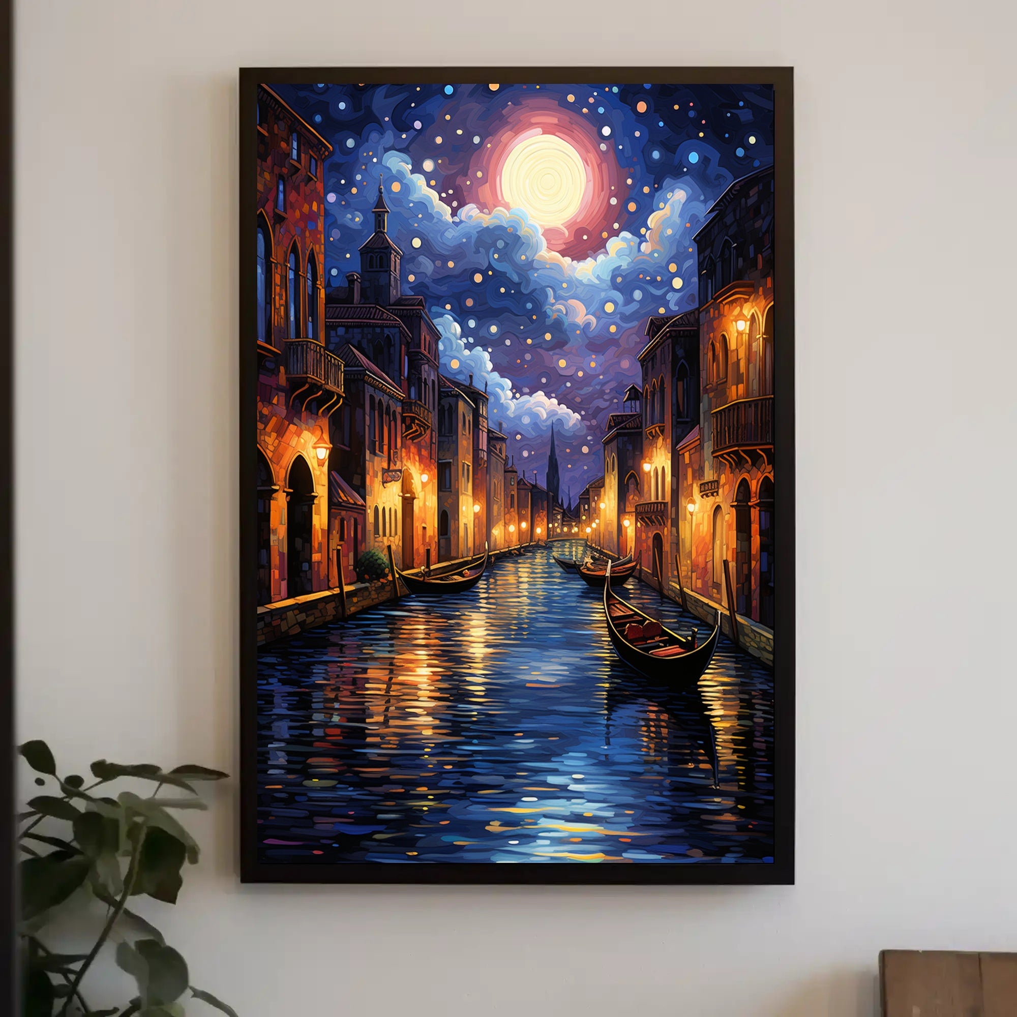 Moonlit Venice Canal Poster