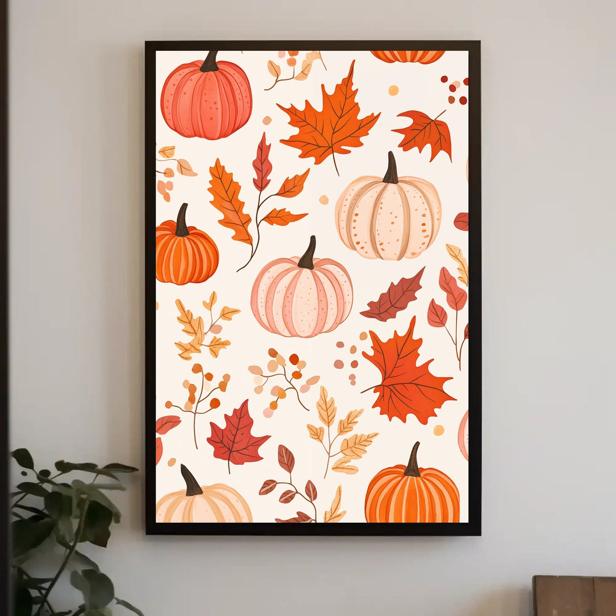 Autumn Harvest Fall Pumpkins Leaves Poster