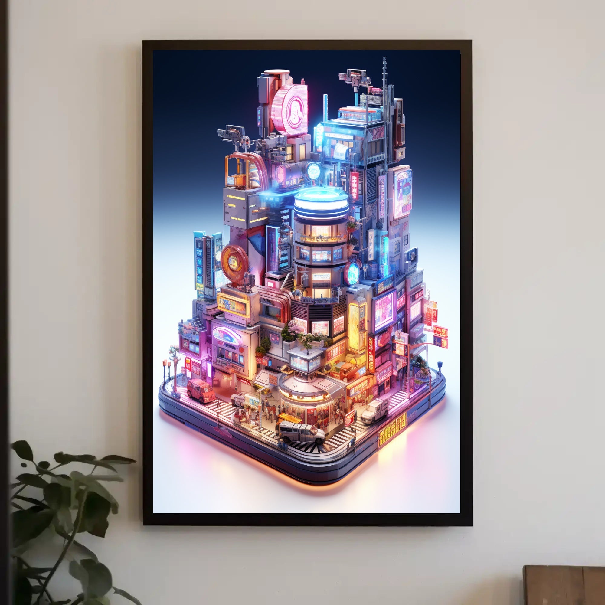 Neon Cityscape Poster