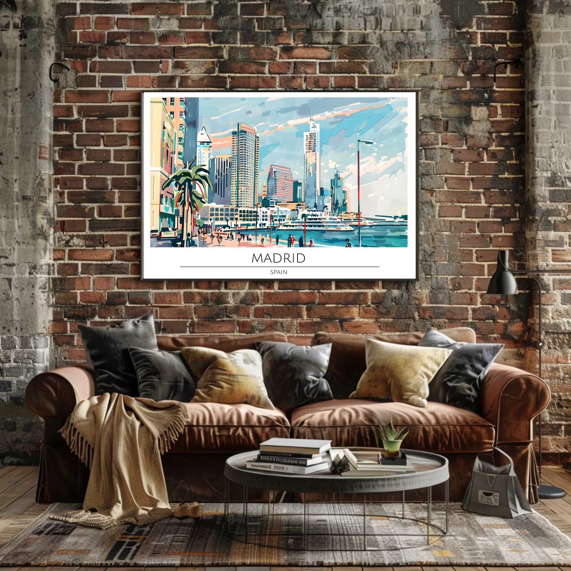 Vibrant Madrid Skyline Poster PosterGoat