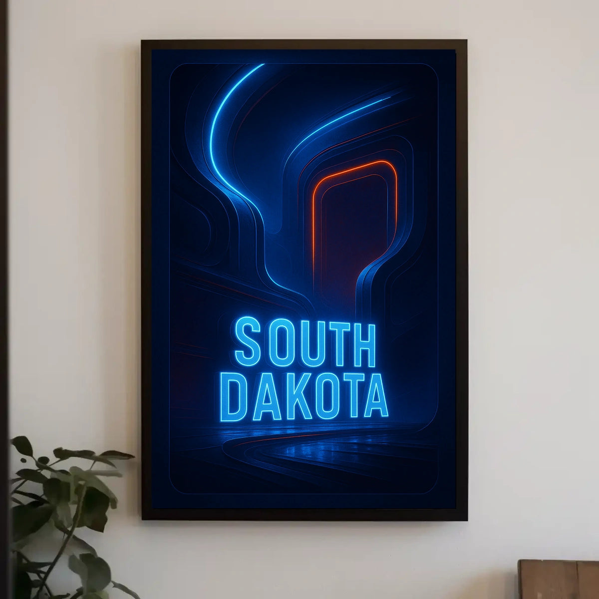 South Dakota Neon Vibes Poster