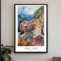 Colorful Cinque Terre Watercolor Art Travel Poster PosterGoat